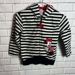 Disney Black and White Striped Kids Hoodie with Minnie Mouse